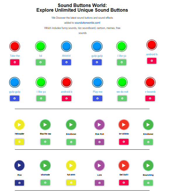 Sound Buttons Worlds: The Ultimate Destination for Funny Sounds, Memes, and Instant Audio Entertainment 7 Sound Buttons Worlds: The Ultimate Destination for Funny Sounds, Memes, and Instant Audio Entertainment